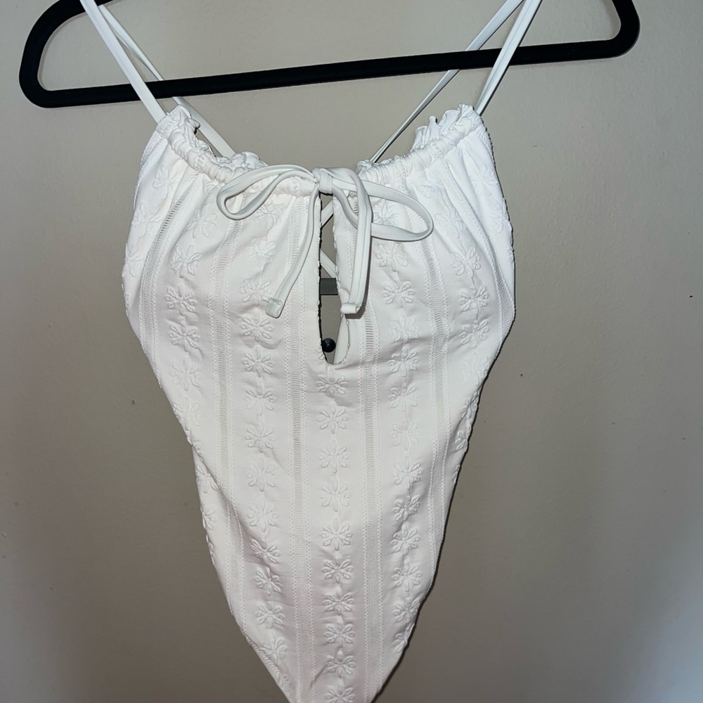 White Floral Embroidered Bodysuit
